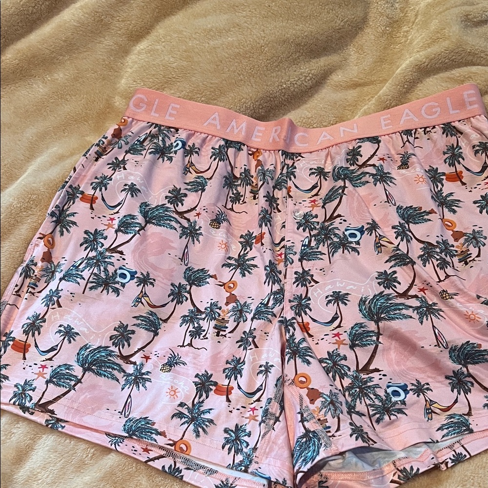 American Eagle Outfitters Pink Palm Print Athletic Shorts
